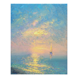 Poster Voilier au coucher du soleil