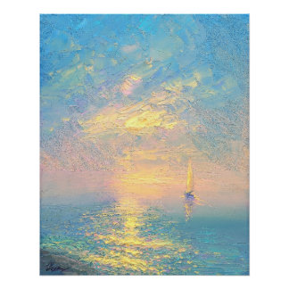 Poster Voilier au coucher du soleil