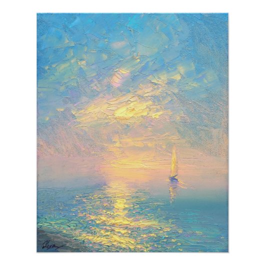 Poster Voilier au coucher du soleil (Devant)