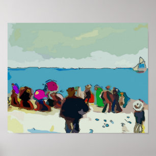 Poster Voilier Bateau Course Abstraite