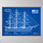 Poster Voilier Clipper Flying Cloud - Plan ABD (Devant)