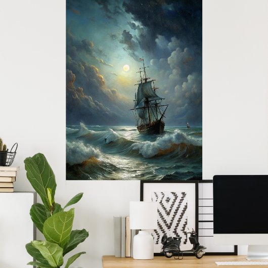 Poster Voilier dans l'océan (Bureau à domicile)