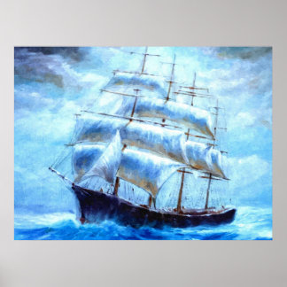 Poster Voilier en mer