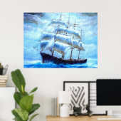 Poster Voilier en mer (Bureau à domicile)