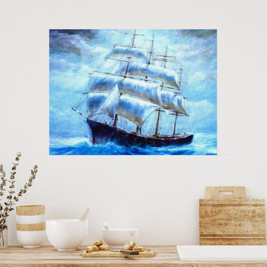 Poster Voilier en mer (Cuisine)