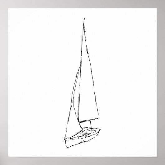 Poster Voilier. Esquisse en noir et blanc. (Devant)