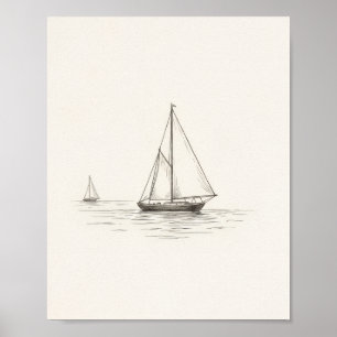 Poster Voilier minimaliste vieille fortune