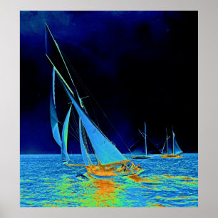 Poster Voilier Papoose 1887 Colorisé