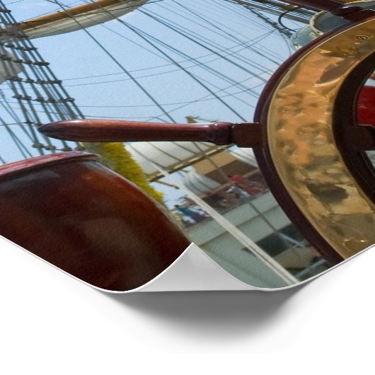 Poster Voilier Roue et Rigging (Coin)