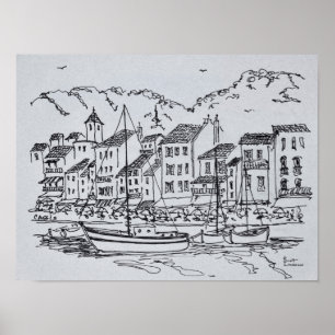 Poster Voiliers dans le port Cassis, France