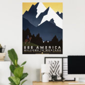 Poster Voir Amérique Bienvenue au Montana (Bureau à domicile)