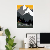 Poster Voir Amérique - Bienvenue au Montana (Bureau à domicile)