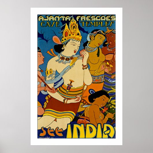 Poster Voir Inde - Ajanta Frescoes (Devant)