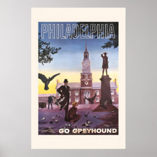Poster Voir l'affiche de voyage de style vintage de Phila