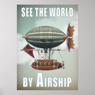 Poster Voir le monde par avion | Steampunk Travel