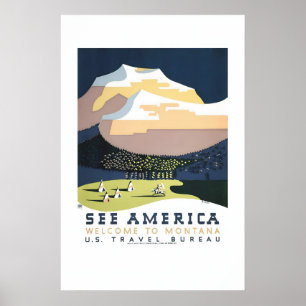 Poster Voir Montana années 1930 WPA Style Vintage Voir l'