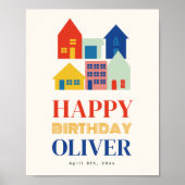 Poster Voisinage coloré fête d'anniversaire (Devant)