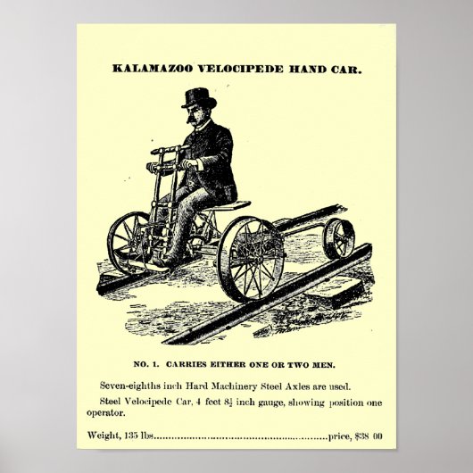 Poster Voiture à main KALAMAZOO Velocipede 1887 (Devant)