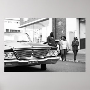 Poster Voiture Ancienne Monochrome Noir Et Blanc Personne