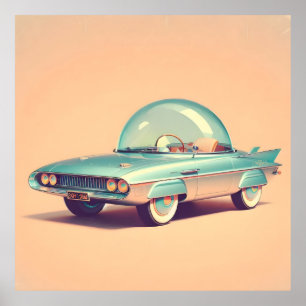 Poster Voiture Blaster à Bulles Futuriste Atomique