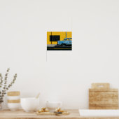 Poster Voiture bleu rouillé et mur jaune (Cuisine)