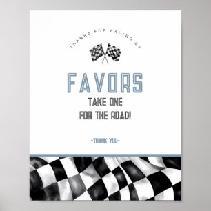 Poster Voiture Blue Race Anniversaire Fête Faveur Signal