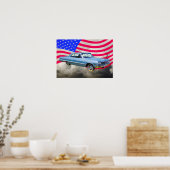 Poster Voiture Chevrolet Impala 1964 Et Drapeau Américain (Cuisine)