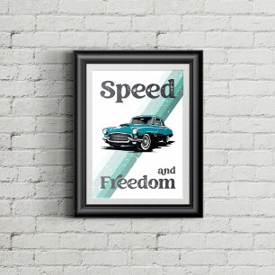 Poster Voiture classique avec typographie.