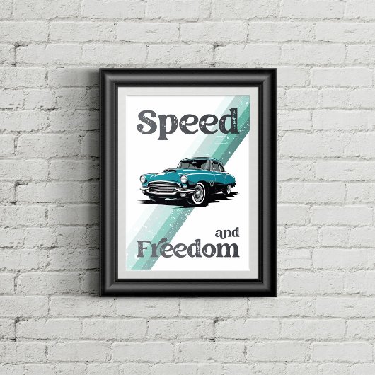 Poster Voiture classique avec typographie.