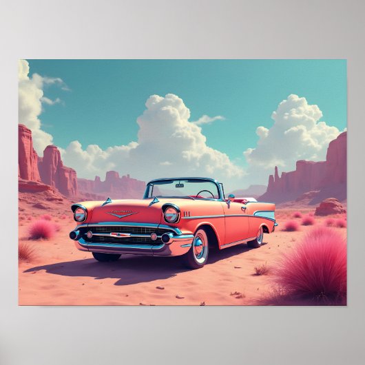 Poster Voiture Classique Dans Le Désert (Devant)