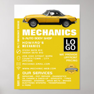Poster Voiture classique, mécanique automobile et réparat