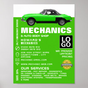 Poster Voiture classique, mécanique automobile et réparat
