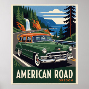 Poster Voiture Classique Oregon Road