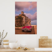 Poster Voiture Classique Rouge, Cuba (Cuisine)