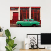 Poster Voiture Classique Verte, Cuba (Bureau à domicile)