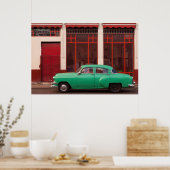 Poster Voiture Classique Verte, Cuba (Cuisine)