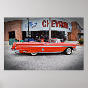 Poster Voiture classique Vintage Impala Rouge