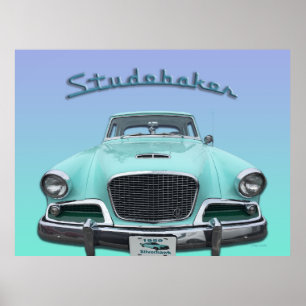Poster Voiture classique Vintage Studebaker Silver Hawk 1