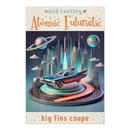 Poster Voiture Coupé Atomic Futuristic Big Fins (Devant)
