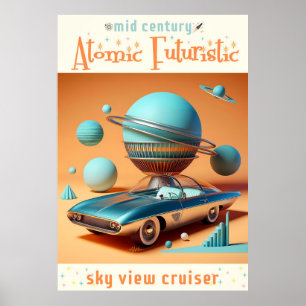 Poster Voiture Cruiser Vue Ciel Futuriste Atomique