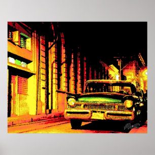 POSTER VOITURE CUBA VINTAGE