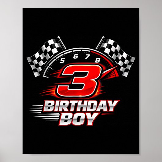 Poster Voiture de course 3 fête d'anniversaire course 3èm (Devant)