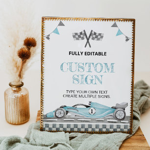 Poster Voiture de course Anniversaire de fête Panneau de