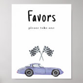 Poster Voiture de course baby shower Faveurs, s'il vous p (Devant)