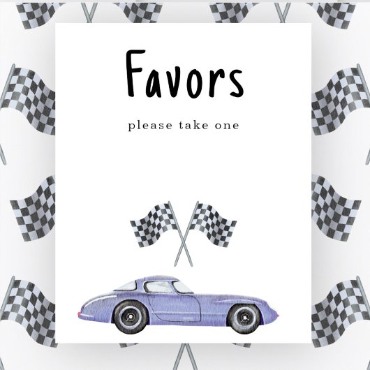 Poster Voiture de course baby shower Faveurs, s'il vous p