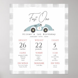 Poster Voiture de course bleue Fast One pour le jalon du