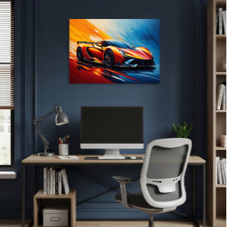 Poster Voiture de course élégante Vitesse et Style