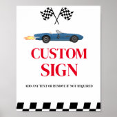 Poster Voiture de course Grossissant deux jeûnes Annivers (Devant)