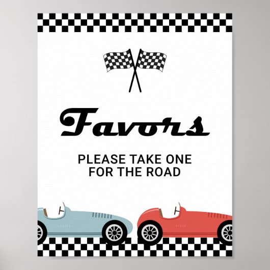 Poster Voiture de course Retro Faveurs Anniversaire Signa (Devant)