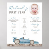 Poster Voiture de course rétrograde - Symbole de l'étape (Devant)